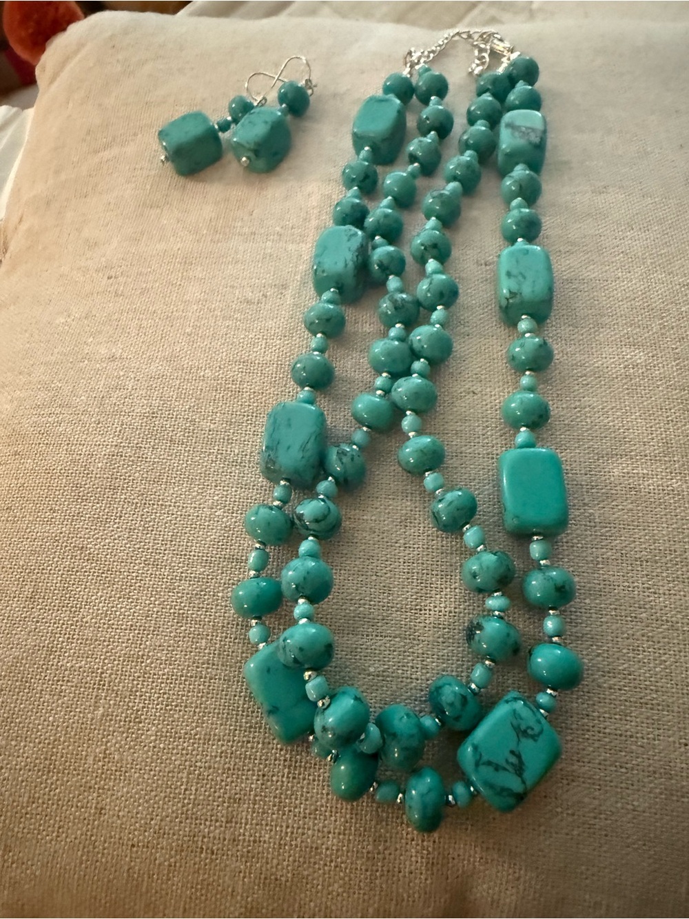 Premier Designs Turquoise Beaded Necklace and Earring Set - Women Jewelry
